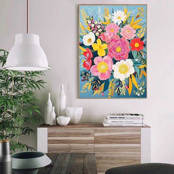 YarnMate Paint by Numbers Kit for Adults - Flowers in Vase Paint by Number on Canvas Without Frame, DIY Acrylic Painting for Gift Home Wall Decor (16x20 Inch)