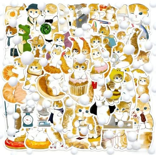 DothRayan Cat Stickers, 100 Pcs Cute Cat Waterproof Vinyl Stickers for Water Bottle, Laptop, Phone Stickers for Kids Teens Girls Adults