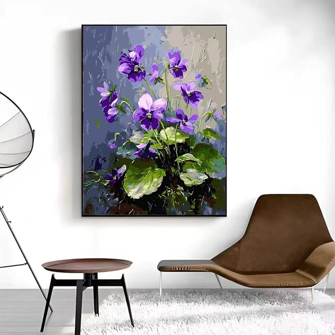 Violet Paint by Numbers Kit for Adults Beginner,Wall Crafts 16 X 20 inch | color by numbers for adults,paint canvas,DIY Easy Acrylic Watercolor Oil Colorful Home Decor