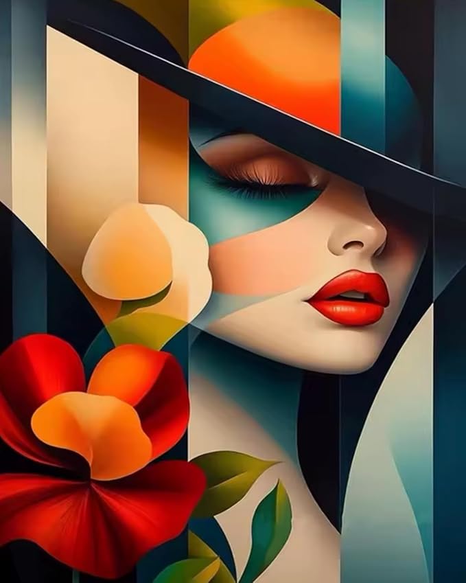 DOTSTART Paint by Numbers for Adults,Beautiful Woman with Flower Adult Paint by Number Kits on Canvas,DIY Paint by Numbers Easy,Number Painting Acrylic Oil Painting,for Home Wall Decor 15.7X19.7 Inch