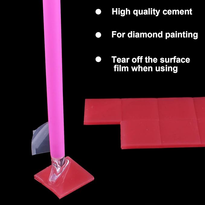 FEBSNOW 60Pcs Painting Glue Clay DIY Diamond Embroidery Wax Tool Set | Diamond Art Wax Pads, Red Color Putty, Wax Refills for Crafters, Diamond Art Painting Accessories and Tools