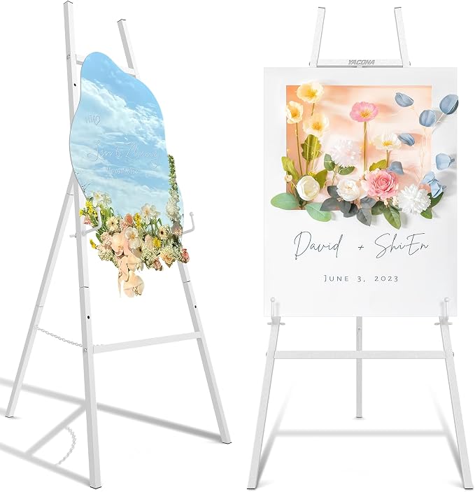 Easel Stand for Sign, 4-Tier Height Adjustable, White