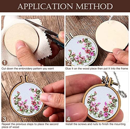 ZOCONE 20 Packs Mini Embroidery Hoops, Small Ring Tiny Embroidery Hoops with Keychain Earring Hooks Jump Rings, Round Wood Hoops for DIY Embroidery Necklace Jewelry Pendant and Keychain