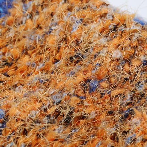 Artisanal Yarn Collection Multifiber Fancy Yarn for Knitting Crocheting Crafts DIY, Set of 3 Rolls(117 Flame Velvet with Blue Embers)