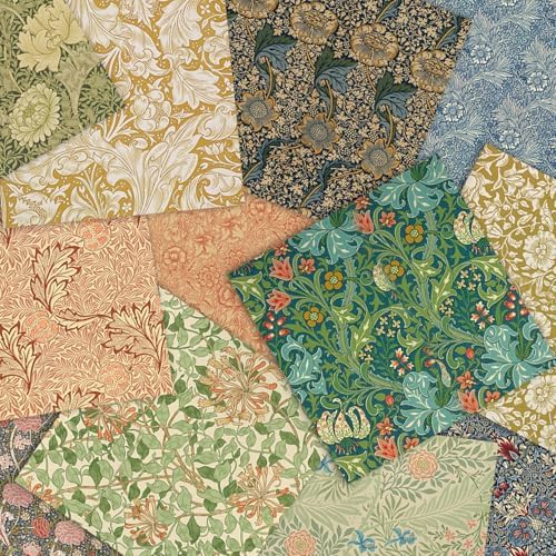 12 x 12in Vintage Flowers Scrapbook Paper Pad,24 Sheets Colorful Artistic Pattern Aesthetics Print Floral DIY Crafts Collage for Photo Album Journals Card Folded Gift Wrapping Material