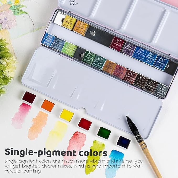 Paul Rubens Watercolor Paint Set Artist Grade, 24 Vivid Colors | High Lightfastness & Unmatched Transparency, Portable Metal Case Art Supplies for Artists Beginners Hobbyists Students