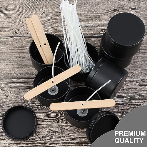 DINGPAI 24 Pcs Candle Tins, 4 oz Black Empty Candle Tin with Lids