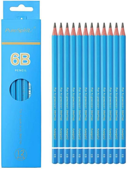 Sketch Pencils for Drawing 6B, 12pcs Professional Art Drawing Pencils for Shading, Sketching & Doodling | Graphite Pencil for Artists & Beginners