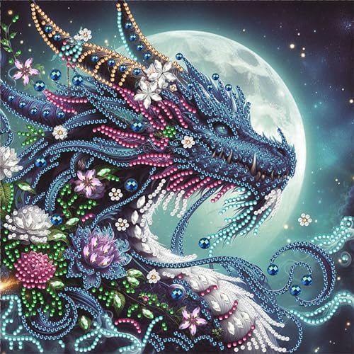 Bloomthread Diamond Painting Kits for Adults – Partial Drill Dragon Diamond Art Painting Kits for Holiday Gifts and Home Decor 12x12 Inches (Dragon)