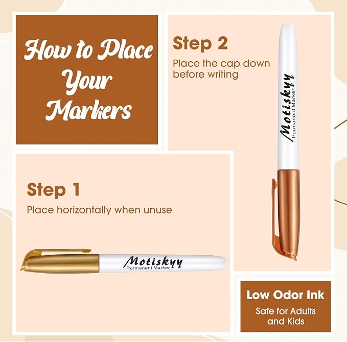 Motiskyy 48 Pcs Metallic Permanent Markers Medium Tip Pen,Gold Silver Copper