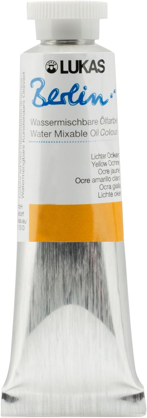 Lukas Berlin Pro Artists Water Mixable Oil Paint 37 ml Tube Yellow Ochre, Water Soluble, Lightfast Pigments, Quick Drying, Easy Clean-Up, Eco-Friendly, Professional Quality, 40 Color Range