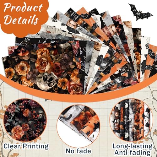 HunnmingRe 20 Pcs 10''x10'' Spooky Halloween Quilting Fabric Squares