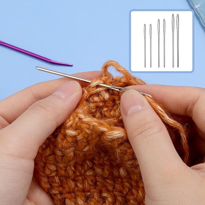 Yarn Needle, Bent Tapestry Needles, Plastic Large Eye Sewing Needles | Darning Needles Large Eye Blunt Needles Crafting Knitting Needles with Storage Box Needle Threader for Knitting Crochet
