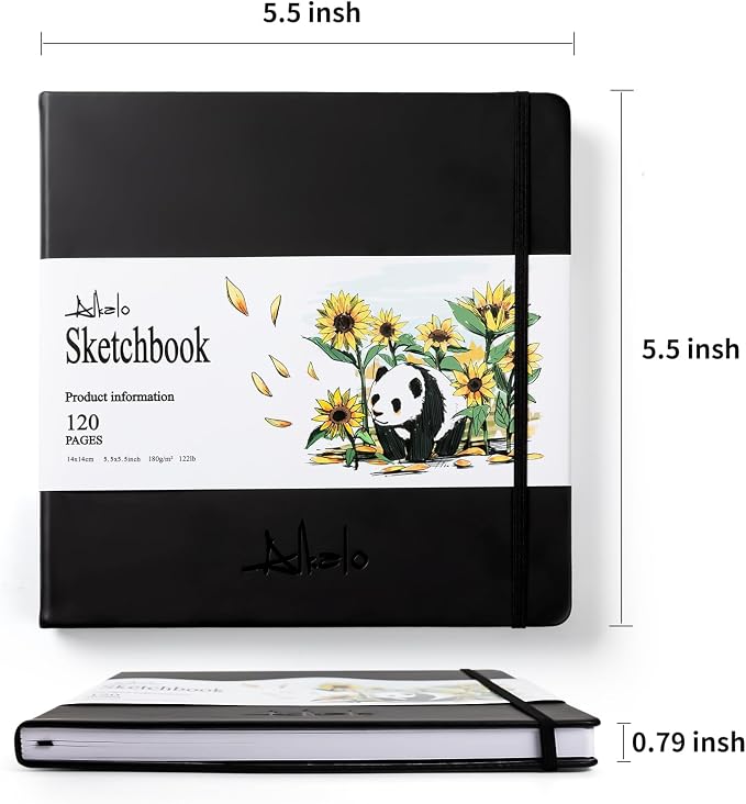 Sketchbook for Drawing, 120 Pages Sketch Book, 122LB/180GSM Thick Paper | Mixed Media Sketchbook for Charcoal Pencil, Inks Pen, Colored Pencil, Acrylic Marker, Oil Pastel
