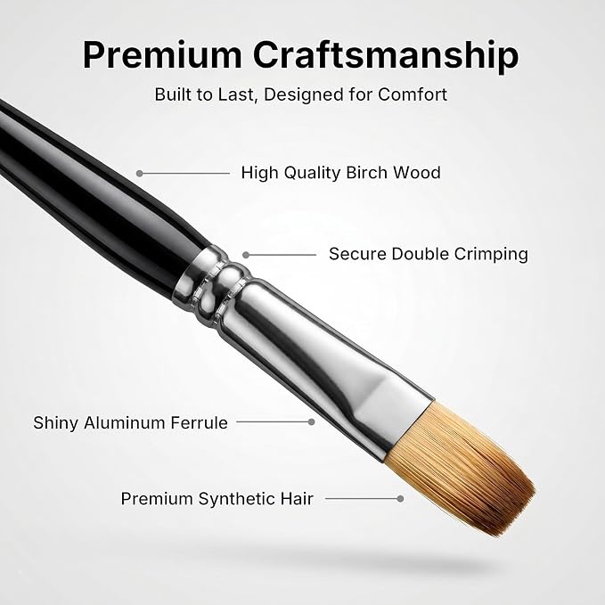 Nicpro 30pcs Paint Brush Set, Professional Paintbrushes with Paint Spatula and Cloth Roll, Craft Paint Brushes for Acrylic Painting, Oil, Watercolor, Gouache, Art Supplies for Artists and Beginners