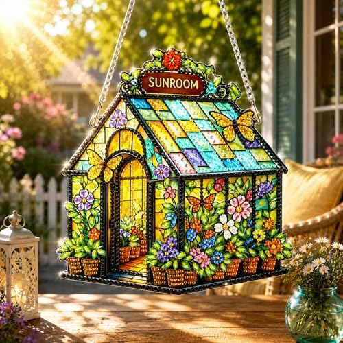 HMZephitiquc Sunroom Hanging Diamond Art Kits for Adults, Special Shaped Crystal Diamond Painting Suncatchers, 5D Gem Art for Adults, Sun Catchers DIY Craft Kits for Gift Home Decor