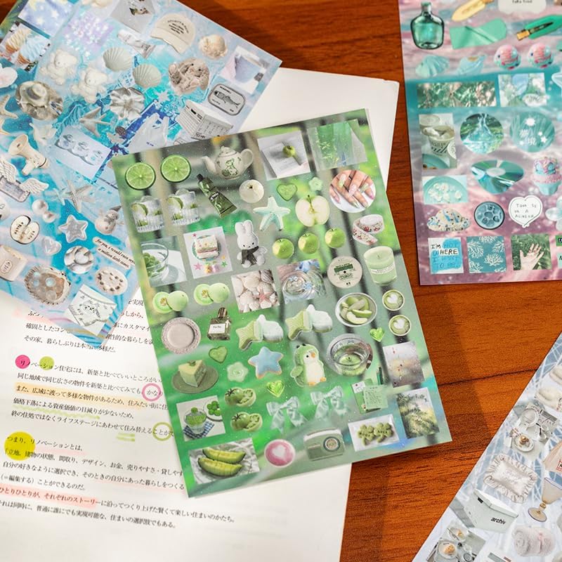 Japanese Retro Sticker Book, 800 Cartoon Stickers Book with Art Coated Paper Creative Activity Stickers for Adults, DIY Scrapbooking Phone Cases Laptops Party Gifts (Windchime Dream)