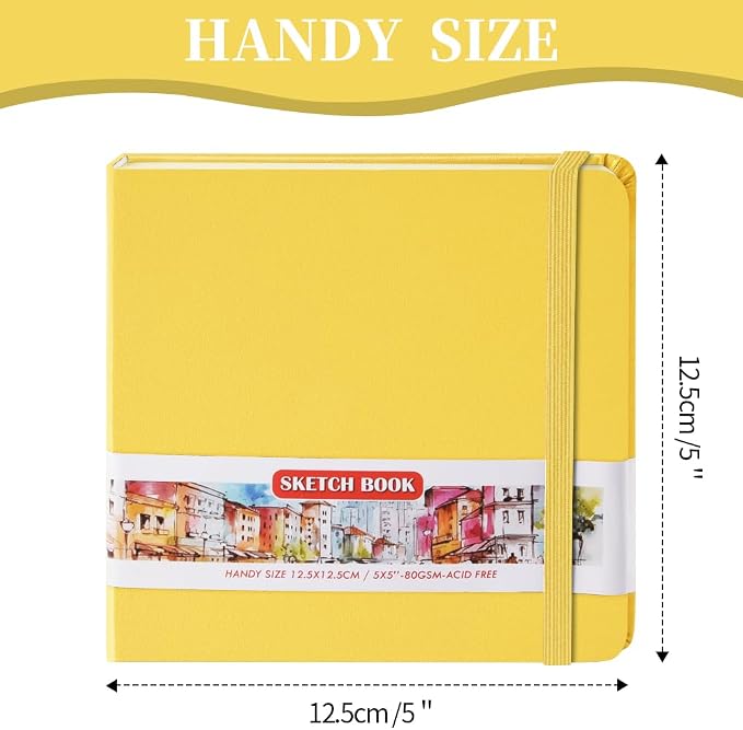 5x5 Pocket Sketch Book,80gsm Hardcover Art Sketchbook for Drawing Journal