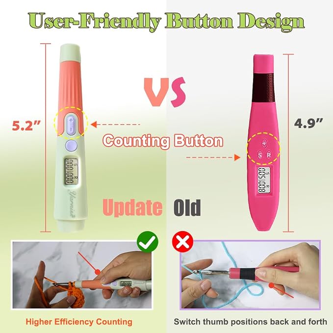 Yarniss 18 Size Light Up Counting Crochet Hooks Set with Case 2.0mm-14.0mm