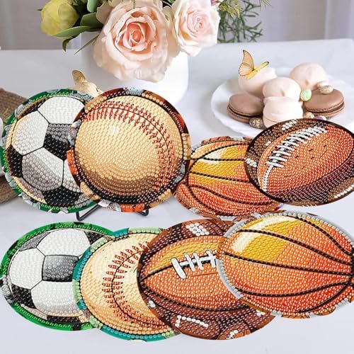 8 Pcs Diamond Art Coaster Kit for Adult with Holder, Diamond Coasters 4x4in