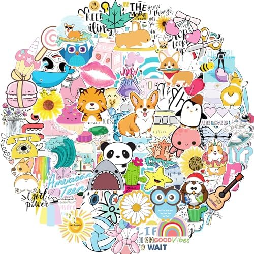 300Pcs Aesthetic Stickers for Adults Teens Kids, Boho Water Bottle Stickers,Cute Bulk Kawaii Sticker, Waterproof Vinyl Preppy Laptop Phone Guitar Sticker for Girls Womens