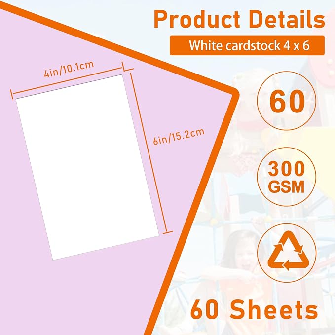 Guakicae 60 Sheets White Flat Cardstock 4 x 6 Craft Paper 110lb