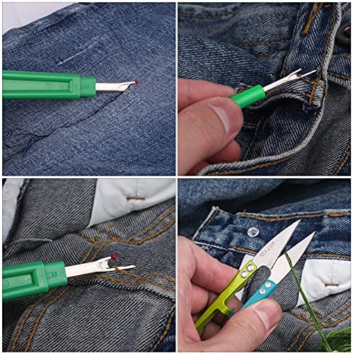 CampTek Seam Ripper and Thread Remover Kit,2 Big and 2 Small Sewing Stitch Cutter,1 Unpicker and 1 Sewing Trimming Scissor Nipper Tool for Thread Remove(Green)