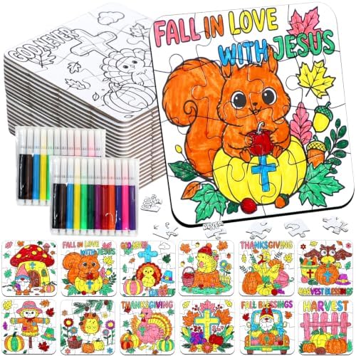 Fall Thanksgiving Crafts for Kids Christian Art Activities Blank Puzzle Toy