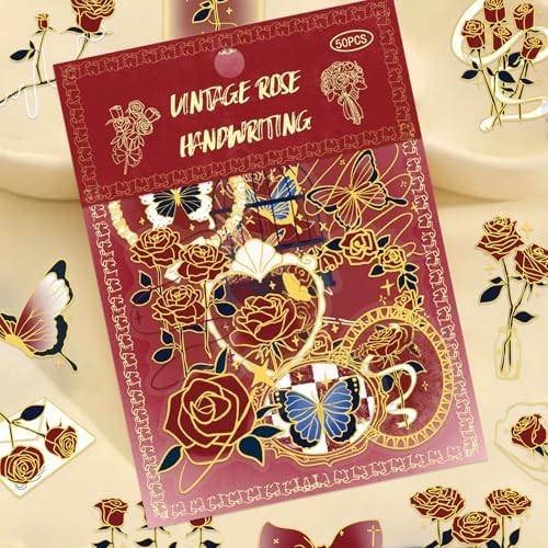 Flora Scrapbook Stickers Aesthetic Flowers Stickers Gold