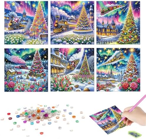 DDGYP 6 Pack Christmas Diamond Art Cards Kit for Adults