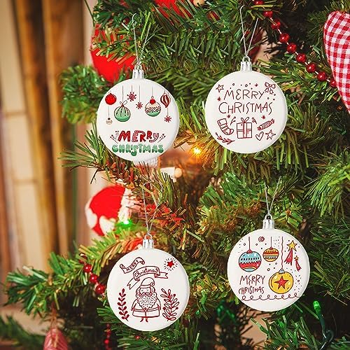 Zubebe 24 Pcs 3.15 Inch Christmas Blank White Ball Ornaments