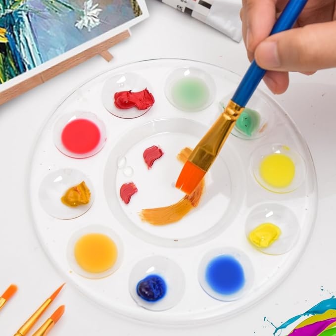 Hulameda 3pcs Paint Palettes, Plastic Paint Tray Palette, Paint Pallet with 10 Wells for Adults & Kids, for Painting or DIY Craft Class, Clear | Paint Pallet with 10 Wells for Painting or DIY Craft Class