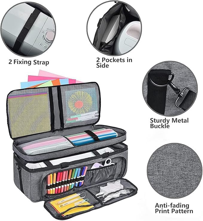 Double Layer Carrying Case with Cutting Mat Pocket & Accessories Storage