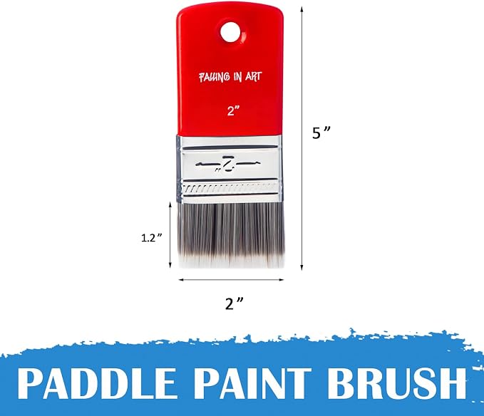 Falling in Art 2 Inch Flat Paddle Paint Brush | Scale Brush, Blending Paint Brush, Wide Flat Paint Brushes for Oil and Acrylic Paints