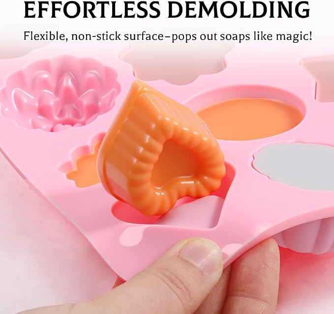 SJ Flower Silicone Mold Set, 3-Pack 12-Cavity Soap & Craft Molds | For Crafts, Plaster, Soap, Wax Melts & Bath Bombs, Food Grade Silicone, Easy Release, Reusable