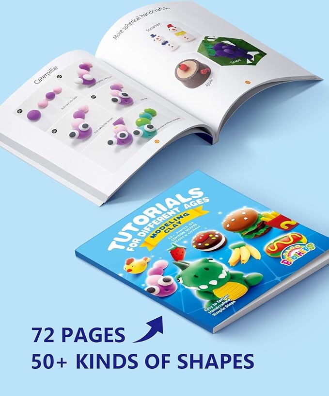 Sago Brothers 24 Colors Air Dry Clay for Kids with 3 Tools & Tutorial Book | Modeling Clay Kit Toys, No-Bake No Mess Magic Clay Crafts, Christmas Birthday Gifts for Kids Girls Boys