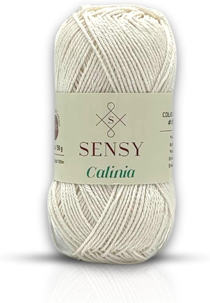 S Sensy Calinia-Mercerized Giza Cotton Amigurumi #2 Fine Yarn White 131yds