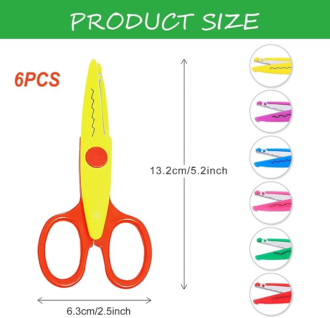 HAALII Craft Scissors Decorative Edge, for Crafting, Scissors, Zig Zag Kids Adults, Back to School Supplies, Scrapbook, Scrapbooking, Fancy, Pattern, Design, Create Fun Decorative Borders, 6 Pack
