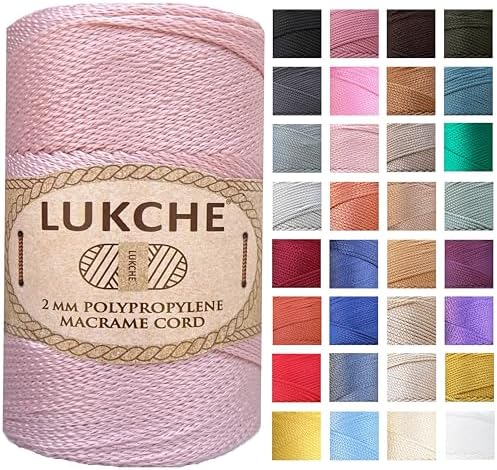 Polyester Macrame Cord 2mm x 251 Yards, 100% Polypropylene Premium Macrame Rope, Colorful Yarn Crochet Macrame Bag Craft for Wall Hangers, Bags, Bottom Plates, Carpets (Pink) 1, 2MM-MCRM