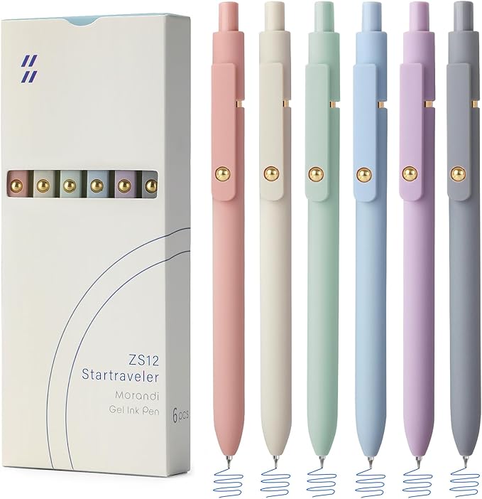FIOVER Gel Pens, 6pcs Blue Ink Medium Point 0.7mm Smooth Writing Pens
