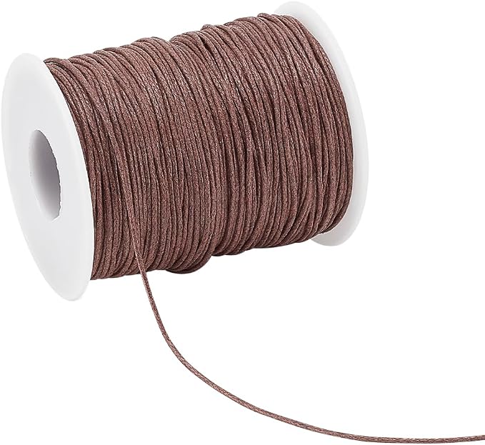 PH PandaHall 1mm Waxed Cord,100 Yards Waxed Cotton Cord Brown Waxed Thread Beading String Waxed Craft String for Bracelet Necklace Jewelry Waist Beads Making Crafting Beading Macrame