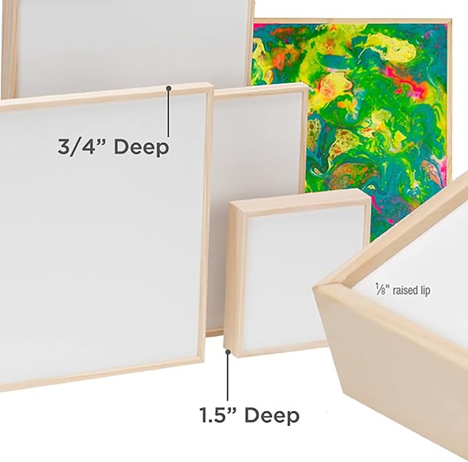 Da Vinci Pro Liquid Art Multi-Media Panel 6x6, 1-1/2" Deep Gesso Board with Natural Wood Frame, Raised Lip Wood Canvas Panel Ideal for Artists Using High Flow Acrylics and Alcohol-Based Dyes