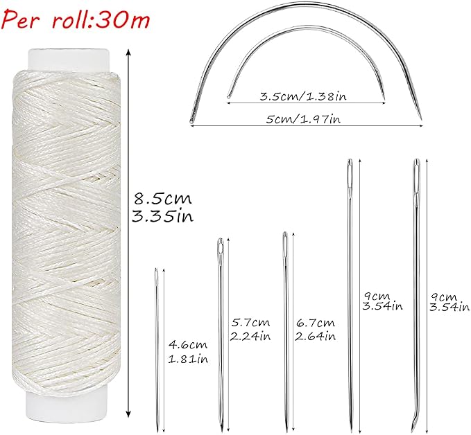 Waxed Thread, Upholstery Needle and Thread 32 Yards Cream