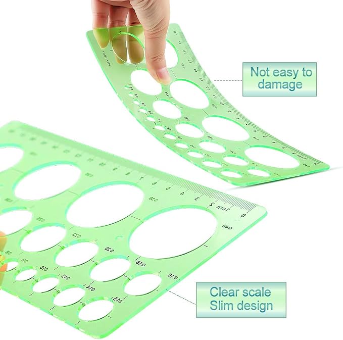 Angrox Geometric Drawings Templates Measuring Geometry Rulers 15 Pcs with 1 Pack File Bag for Design School Studying Office Building…
