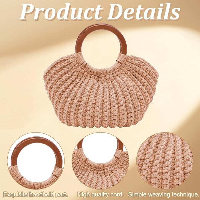 ACRNIGHEET Crochet Bag Kit for Adults Khaki Colored Handbag Crochet Kit for Advanced Beginners Knitting Purse Starters Set DIY Craft Making Kit with Step-by-Step Instructions and Video Guidance