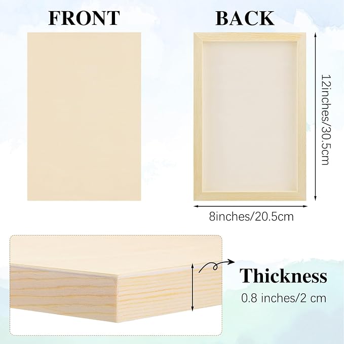 Aodaer 8 Pack Wood Panels 8 x 12 Inch Wooden Panels Canvas Unfinished Craft Wood Boards Panels for Art Crafts Acrylic and Oil Painting Pouring DIY Projects