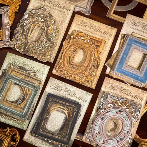30Pcs Vintage Scrapbook Paper Photo Frame for Scrapbooking Junk Journal Collage Diary Embellishment DIY Photo Album DIY Craft Decoration, 10 Patterns (YSDC6)