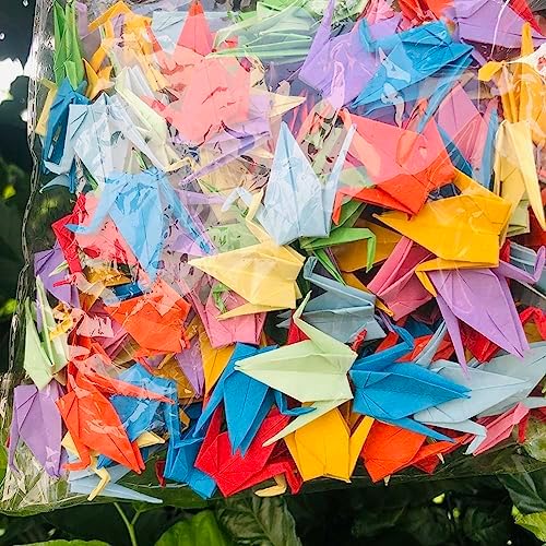 150Pcs 7cm Premade Origami Paper Cranes Folded Origami Birds DIY Hanging Paper Garlands for Wedding Party Decorations Birthday Bday Bridal Shower Backdrop Décor Peace Dove Good Luck (Rainbow, 7CM)