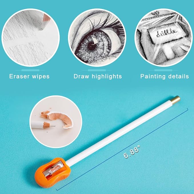 leuapl 6PCS Artist Eraser Pencils Wooden Sketch Highlight Painting Erasing Pen Student Limner