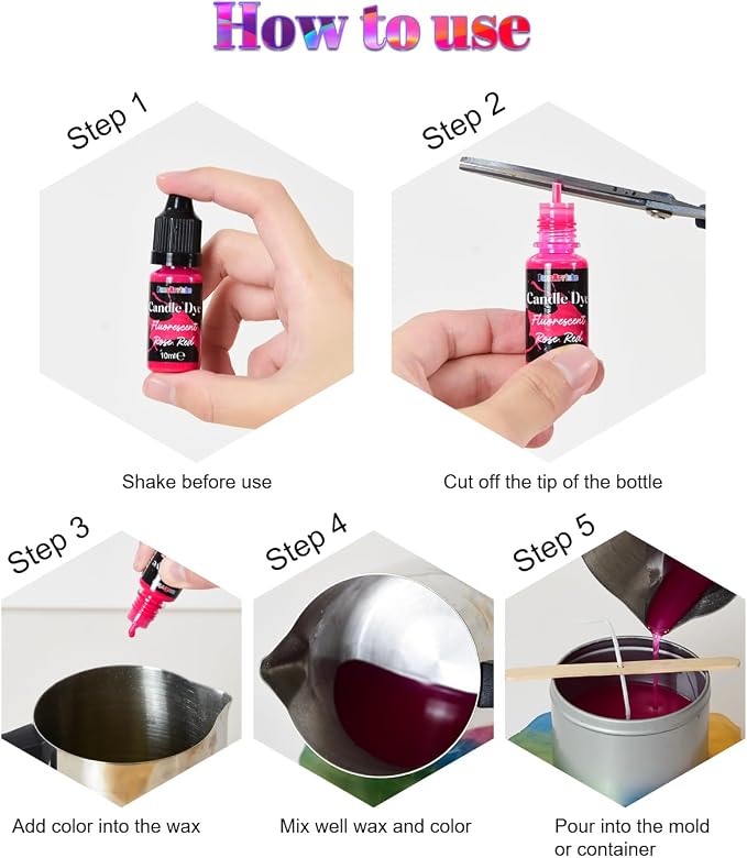 FansArriche Candle Dye - 26 Colors Liquid Oil-Based Dye for Candle Wax | Highly Concentrated, Natural Candle Color for DIY Candle Making